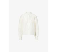 Me And Em Womens Me And Em Lace-Trim Silk and Cotton Blouse Light Cream 16