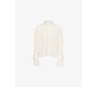 Me And Em Womens Me And Em Paisley Print Silk Blouse Light Cream/Brown 16