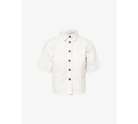 Me And Em Womens Me And Em Panelled Short-Sleeve Denim Shirt Soft White Wash 16