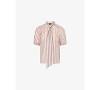Me And Em Womens Me And Em Puff-Sleeve Striped Cotton Blouse Pink Multi 16