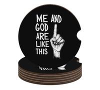Me And God Are Like This Car Coasters for Cup Holders Absorbent Interior 6PCS