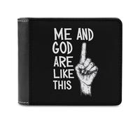 Me and God are Like This Classic Mens Wallets Women Slim Bifold Wallet Card Holder for Front Pocket