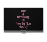 Me and Mommy Broke Daddy Business Card Wallet Credit Card Holder Metal Square Small Pocket Purse