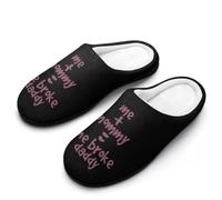Me And Mommy Broke Daddy Slippers Women Winter Warm Cotton Hotel Slippers Anti-Slip Indoor Slip-Ons House Shoes 9-10（40-41）