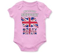 Me & Daddy Support Great Britain Babygrow Union Jack Baby Babies 2024 Sports Boy Girl Vests, 6-12 Months, Light Pink