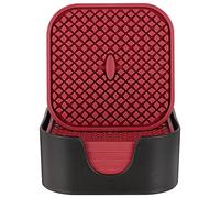 ME.FAN Silicone Coasters [6 Pack] Coasters for Drinks,Drink Coasters with Holder - Cup Mat - Non-Slip, Non-stick, Stay Put, Deep Tray - Prevents Furniture and Tabletop Damages Square Wine Red