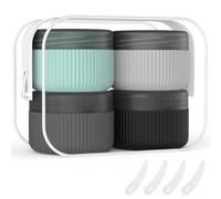 ME.FAN Travel Containers for Toiletries, TSA Approved 1.5 oz Silicone Cream Jars, Leak-proof Travel Size Containers, Travel Accessories with Lid for Cosmetic Face Hand Body Cream 4 Pack