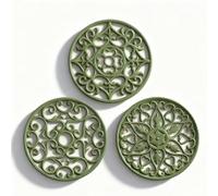 ME.FAN Trivets for Dishes/Pots/Pans, 3 Pcs Silicone Mats, Flexible/Durable/Non Slip Hot Pads to Protect Table and Counter Top (Olive Green)