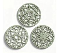 ME.FAN Trivets for Dishes/Pots/Pans, 3 Pcs Silicone Mats, Flexible/Durable/Non Slip Hot Pads to Protect Table and Counter Top (Desert Sage)