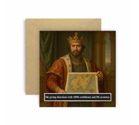 Me Giving Directions with 100% Confidence 0% Accuracy, Funny Renaissance Card, History Birthday Card, Blank Inside, Humour Theme, 14.8 x 14.8 cm (Directions)