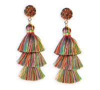 Me&Hz Colorful Layered Tassel Earrings for Women Girls Fashion Multi Colored Stud Rainbow Fringe Dangle Drop Earrings LGBT Pride Day Jewelry Christmas Girlfriend Gift