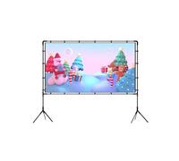 ME JO 120-Inch Projector Screen and Stand - 16:9 HD Foldable Movie Screen with Black Border | Polyester + Steel Frame | Wrinkle-Free Setup for Indoor & Outdoor Cinema, Presentations, and Gaming