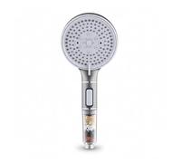 ME JO Filtered Shower Head for Hard Water, 5 Spray Modes High Pressure Shower Head, Anti-Limescale Showerhead with Built-in Filter, Silver Handheld Shower Head 29cm, Universal Fit