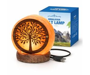 ME JO Himalayan Crystal Salt Lamp, USB Powered Salt Tree Night Light, 7 Colour Changing LED Mood Lamp, Mini Bedside Table Lamp for Bedroom, Desk & Home Decor, 900g (5×9×10cm)