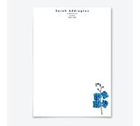 Me Loovely Blue Orchid Personalised Letter Writing Paper and Envelopes Customized Stationery Set | Christmas Gifts (A5 Size, Pack of 20)