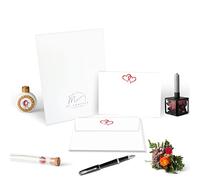 Me Loovely Double Red Love Heart Flat Notecard and Envelopes Sets Stationery Correspondence Note Card A6 Size Notecards Writing Supplies for Home Office | (Pack of 10 with Gift Envelope)