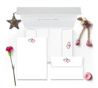 Me Loovely Double Red Love Heart Letter Writing Papers and Envelopes Set Papers A5 Size Stationary Letter Writing Supplies for Home & Office | Christmas Gifts (Pack of 20)