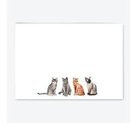 Me Loovely Four Cats Flat Notecard and Envelopes Set A6 Size Animal Greeting Card Thank You Cards for All Occasions | Christmas Gifts (Refill Pack of 20)