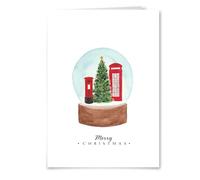 Me Loovely Personalised British Snow Globe Christmas Cards Pack With Envelopes Customized Writing Stationery Xmas Seasonal Greeting Card Set (A5, Pack Of 5)