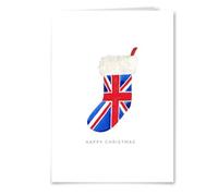 Me Loovely Personalised Union Jack Stocking Christmas Cards with Envelopes Blank New Year Greeting Card Xmas Gifts (A5, Pack of 5)