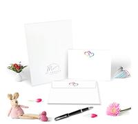 Me Loovely Rainbow Love Hearts Flat Notecard & Envelopes Sets Stationery Correspondence Card Writing Supplies for Home Office & School | Christmas Gifts (10 Cards and 10 Envelopes with Gift Envelope)