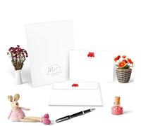 Me Loovely Red Poppy Notecard and Envelopes Sets A6 Size Flat Card Stationery Set Writing Supplies | Gifts (Pack of 10 with Gift Envelope)