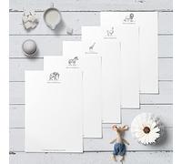 Me Loovely Watercolour Set of 5 Animals Personalised Letter Writing Paper and Envelopes Luxury Customised Stationery Set | (A4 Size, Pack of 20)