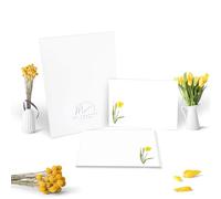 Me Loovely Yellow Daffodil Flat Notecard and Envelopes Sets A6 Size Floral Thank You Notecards Multipack Greeting Cards | Christmas Gifts (Set of 10 with Gift Envelope)