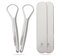 Me Mother Earth 2 pack Stainless Steel Tongue Scraper for Adults with 2 Metal Travel Cases - Durable Metal Cleaner for Oral Care, Fresh Breath, and Eco-Friendly Dental Care