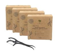 Me Mother Earth Vegan Dental Floss Picks (200 Count) - Natural | Sustainable | Eco Friendly | Charcoal Dental Flossers for a Zero Waste Oral Care