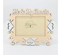 Me&My Auntie, Baby Wooden Photo Frame Custom Hand Made for Tabletop or Wall, Decorative Style, Gift idea, Hearts (Papaya)