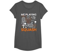 Me Playing Squash Science Funny Squash T-Shirt, Girls, Asphalt Grey, Medium