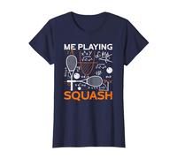 Me Playing Squash Science Funny Squash T-Shirt, Women, Navy Blue, Medium