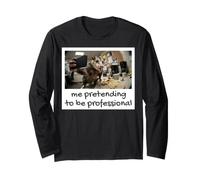 Me Pretending to Be Professional Funny Opossum Meme Long Sleeve T-Shirt