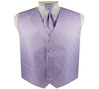ME&SLEEVE 4pcs Men's Jacquard Paisley Wedding Waistcoat+Bowtie+Hanky+Necktie