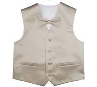 ME&SLEEVE Boy's Classical Solid Tuxedo Suit Formal Dress Waistcoat + Hankie + Bowtie for Wedding Party