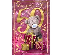 Me To You Bear 3D Holographic Purple 50th Birthday Card