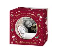Me To You Bear My First Christmas Baby Christmas Tree Bauble with Photo,XGT92005, Blue,gold,grey,red
