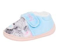 Me To You Girls Tatty Teddy Plush Slippers Easy Tie Warm Fur Lined, Blue/Pink, 10 UK Child