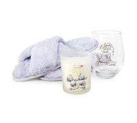 Me to You Moon & Back Slipper, Candle & Wine Glass Set White