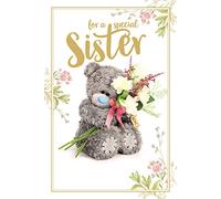 Me to You Sister Birthday Bear Sat With Bouquet