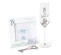 Me to You Tatty Teddy 18th Birthday Gift Set with Champagne Flute, Photo Frame and Keepsake Key - Official Collection, White