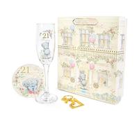 Me to You Tatty Teddy 21st Birthday Gift Set Includes Champagne Glass, Coaster & Keyring Bottle Opener in Luxury Gift Box - Signature Collection