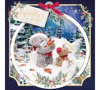Me to You Tatty Teddy 3D Christmas Card With Keepsake Bauble-Style Plaque, Tatty Teddy With Reindeer 6x6ins - Official Collection