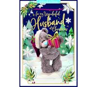 Me To You Tatty Teddy 3D Christmas Keepsake Card For A Wonderful Husband, Tatty Teddy Bear Holding Gift 15.2 x 22.8 cm - Official Collection