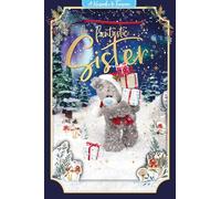 Me to You Tatty Teddy 3D Christmas Keepsake Card For Fantastic Sister, Tatty Teddy With Gift 6x9ins - Official Collection