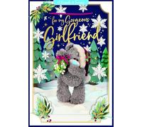 Me To You Tatty Teddy 3D Christmas Keepsake Card For My Gorgeous Girlfriend, Tatty Teddy Holding Mistletoe 6 X 9 Inches - Official Collection