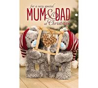 Me To You Tatty Teddy 3D Holographic Christmas Card - Mum and Dad