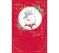 Me To You Tatty Teddy Amazing Daddy Christmas Card, Tatty Teddy With Snowman 6x9ins - Official Collection