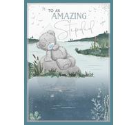Me To You Tatty Teddy Amazing Stepdad Card For Father's Day, Tatty Teddy On A Rock By The River, 5 x 7 inches - Official Collection